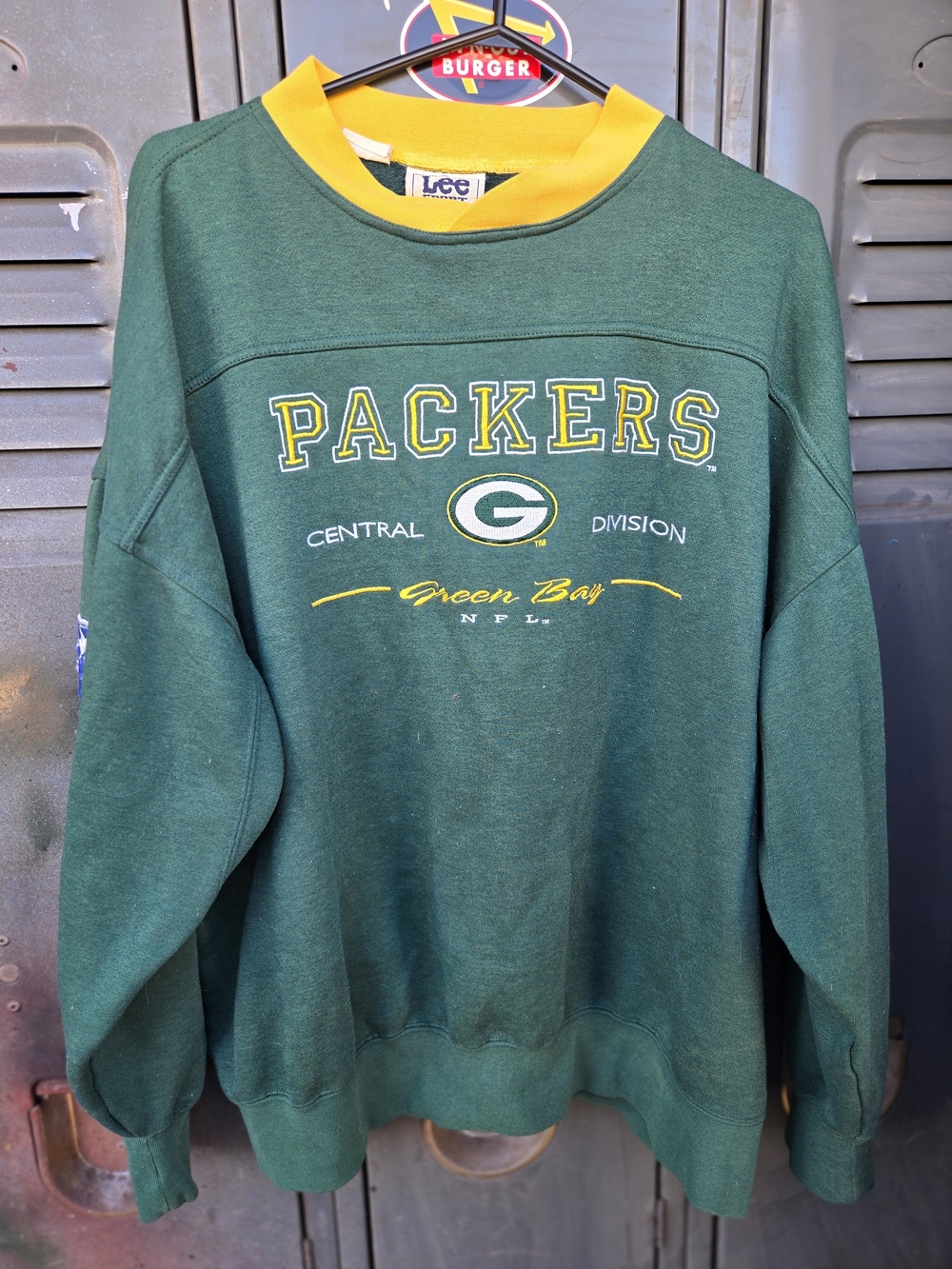 Vintage Green Packers Crewneck Sweatshirt with Yellow Trim By Lee Sports